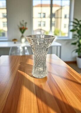 Vintage Corset Galway Irish Glass Crystal Leah Flared Hourglass 6" Flower Vase